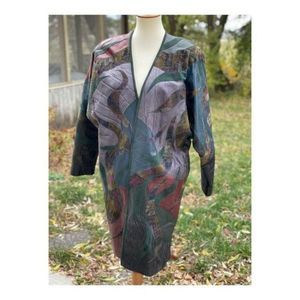 Vintage Streve Lamb Leather Coat Patchwork Open Front Oversized Sz S